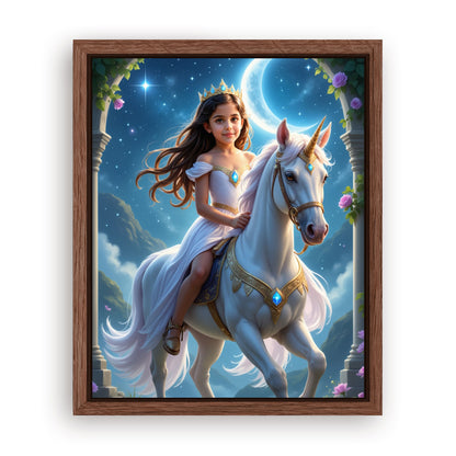 Save 33% When You Add A Frame To Your 16x20 'The Skyglow Unicorn Princess' Canvas Now