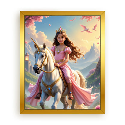 Save 33% When You Add A Frame To Your 16x20 'The Pink Unicorn Princess' Canvas Now