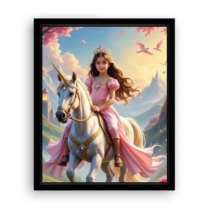 Save 33% When You Add A Frame To Your 16x20 'The Pink Unicorn Princess' Canvas Now