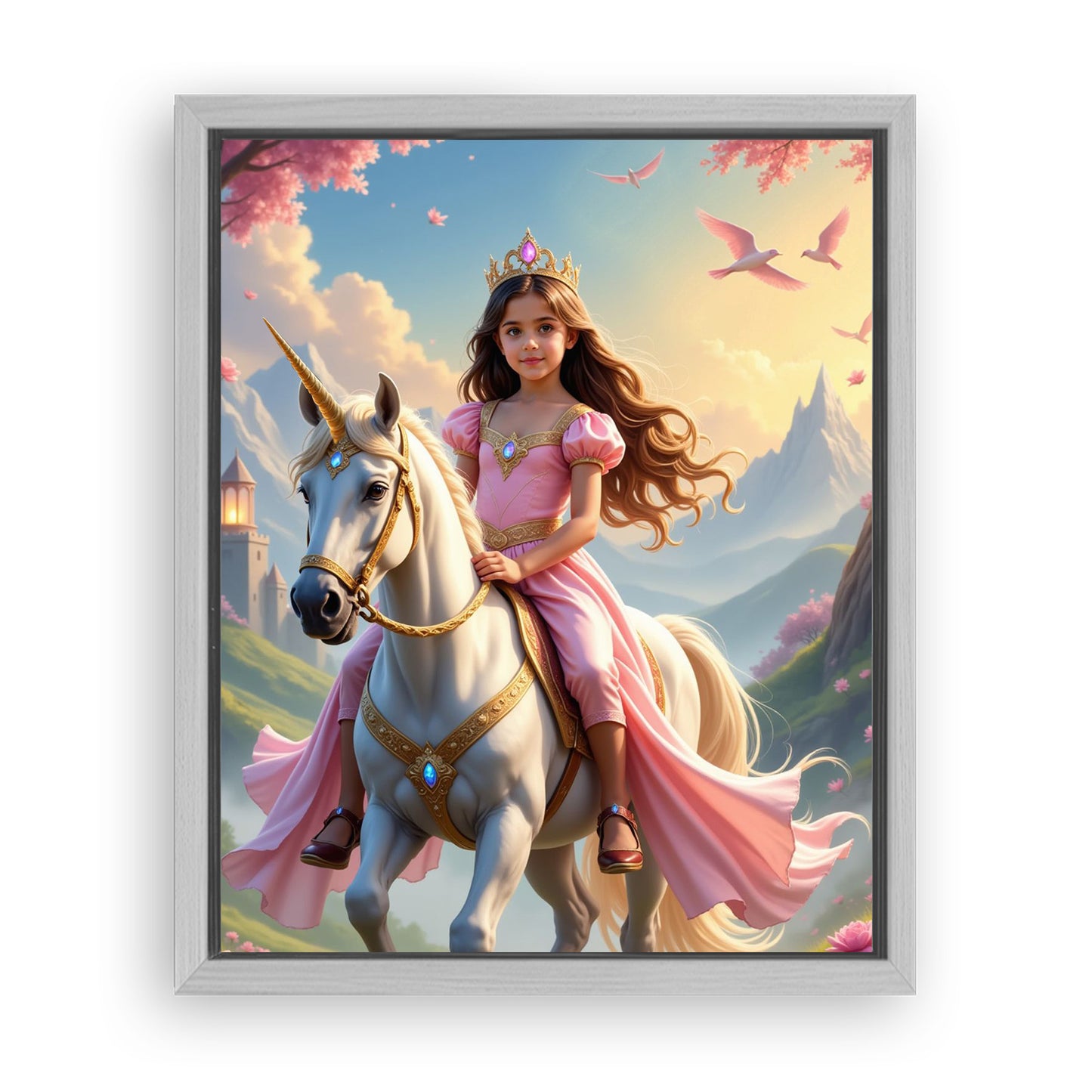 Save 33% When You Add A Frame To Your 16x20 'The Pink Unicorn Princess' Canvas Now