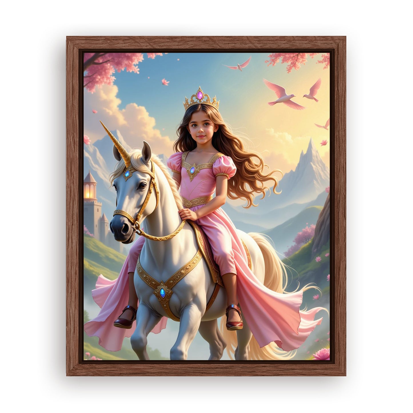 Save 33% When You Add A Frame To Your 16x20 'The Pink Unicorn Princess' Canvas Now