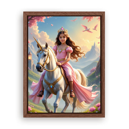 Save 33% When You Add A Frame To Your 18x24 'The Pink Unicorn Princess' Canvas Now