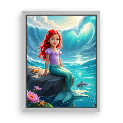 Save 33% When You Add A Frame To Your 12x16 'The Dolphin Princess' Canvas Now