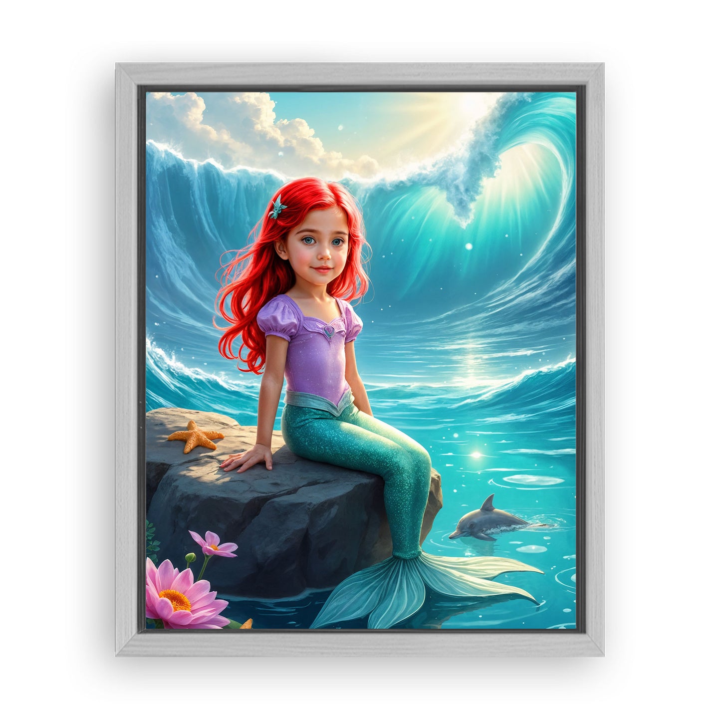 Save 40% When You Add A Frame To Your 10x08 'The Dolphin Princess' Canvas Now