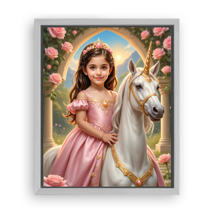 Save 33% When You Add A Frame To Your 18x24 'The Baby Unicorn Princess' Canvas Now