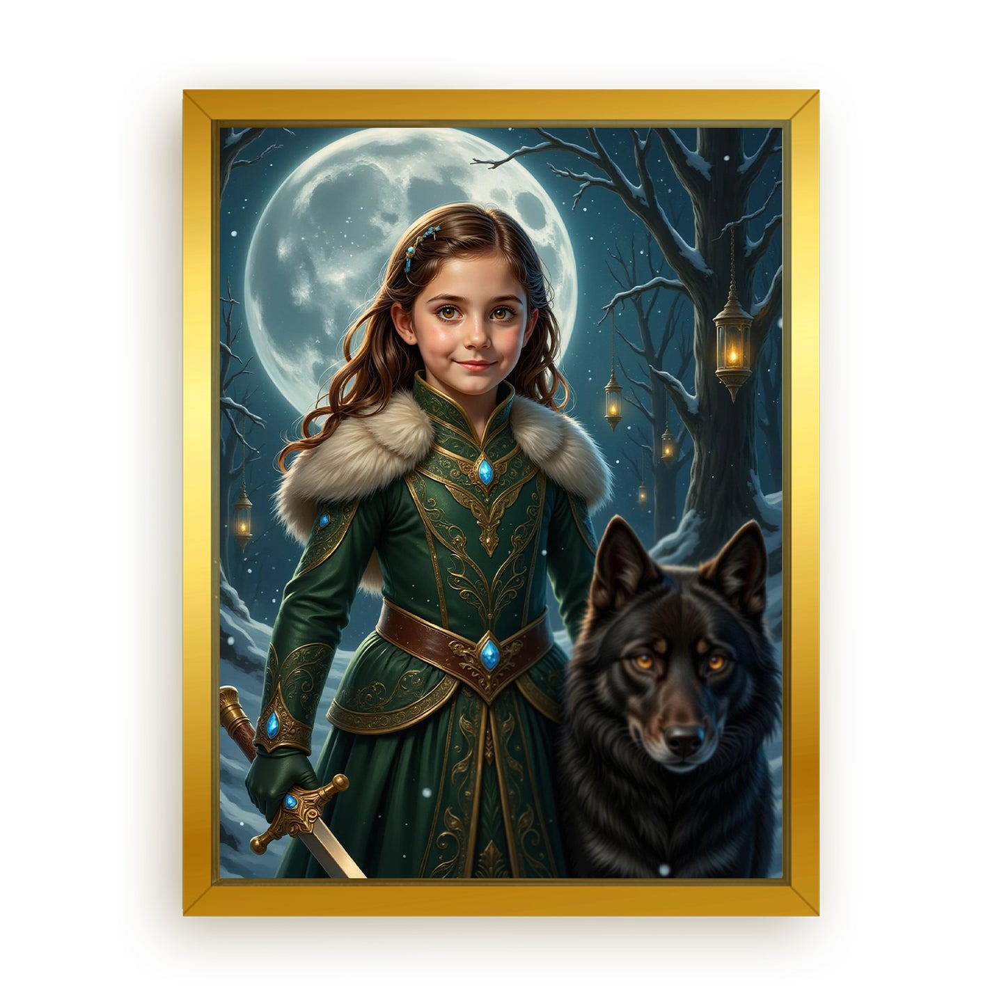 Make Your 12x16 Inches 'The Wolf Princess' Canvas Even More Special, Add a Beautiful Premium Frame & Make It Truly Gift-Ready!