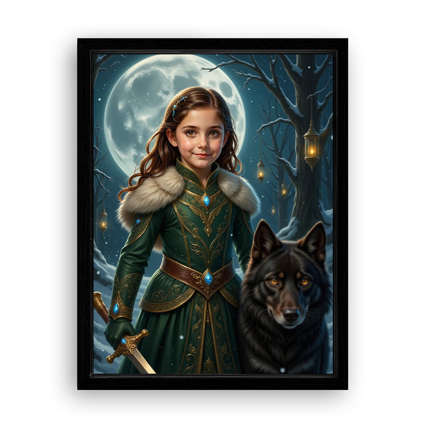Make Your 12x16 Inches 'The Wolf Princess' Canvas Even More Special, Add a Beautiful Premium Frame & Make It Truly Gift-Ready!