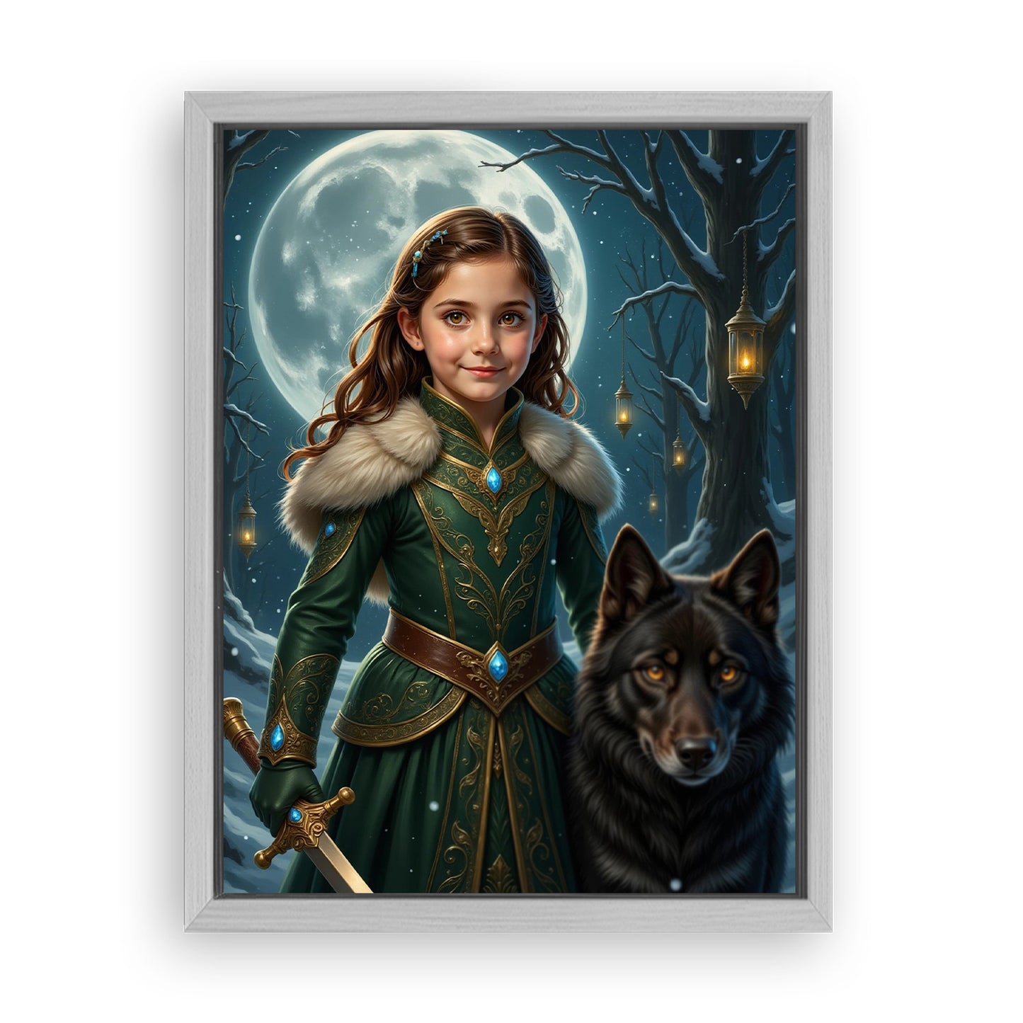 Make Your 12x16 Inches 'The Wolf Princess' Canvas Even More Special, Add a Beautiful Premium Frame & Make It Truly Gift-Ready!