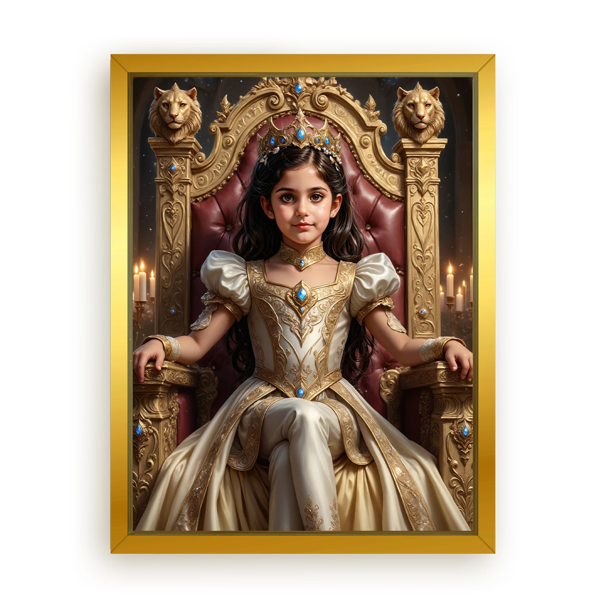 Make Your 12x16 Inches 'The Lionheart Queen' Canvas Even More Special, Add a Beautiful Premium Frame & Make It Truly Gift-Ready!