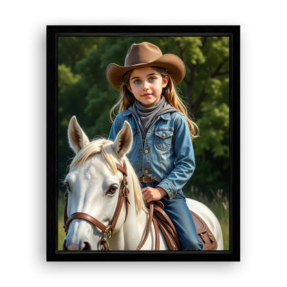 Save 33% When You Add A Frame To Your 16x20 'The Rodeo Princess' Canvas Now