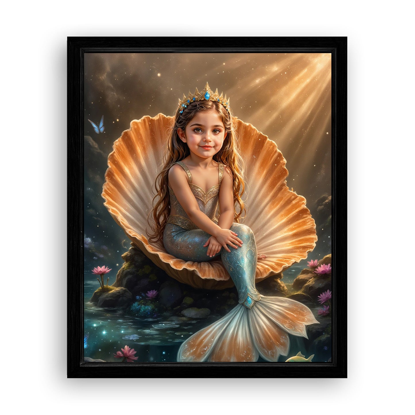 Save 33% When You Add A Frame To Your 16x20 'The Seashell Princess' Canvas Now