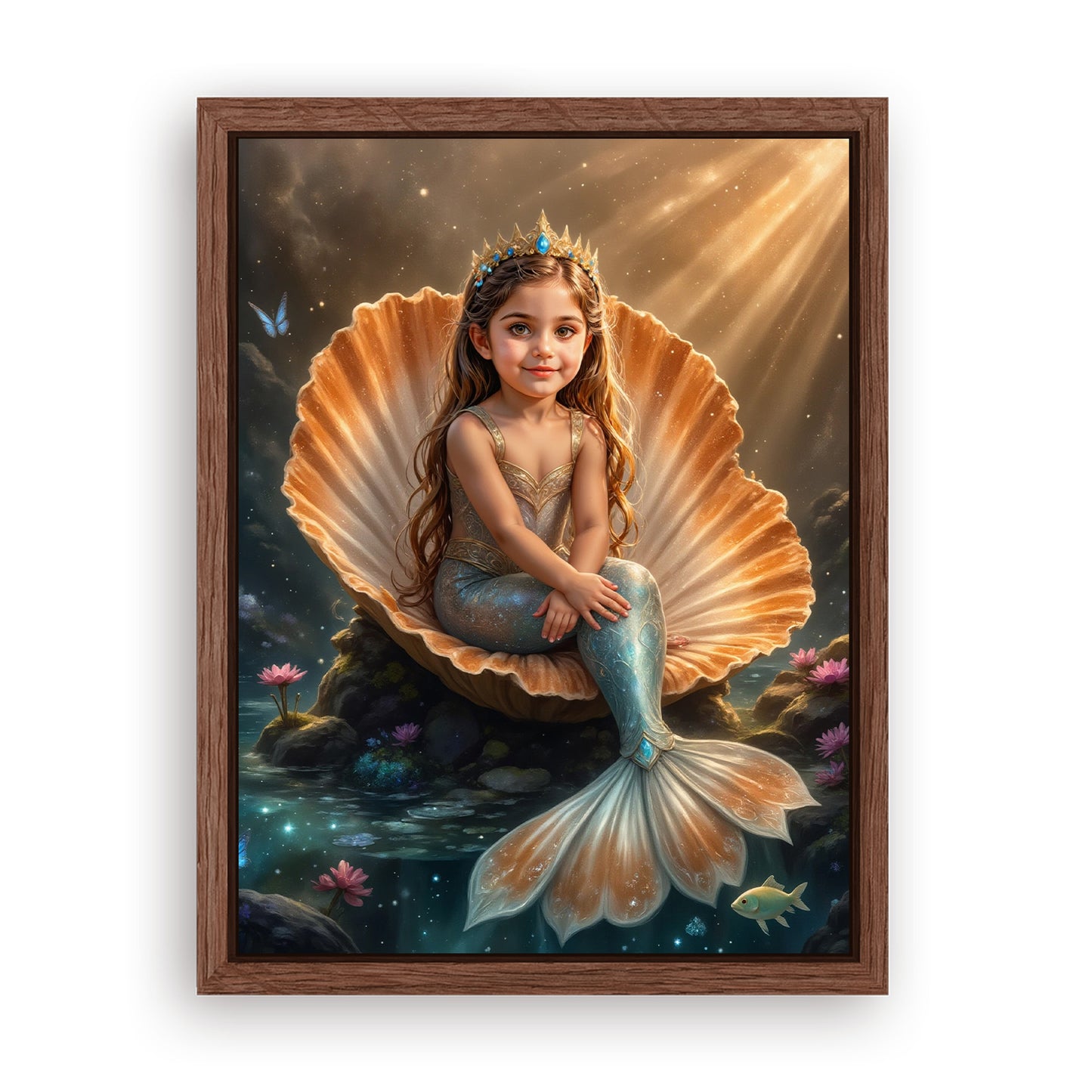Save 33% When You Add A Frame To Your 12x16 'The Seashell Princess' Canvas Now