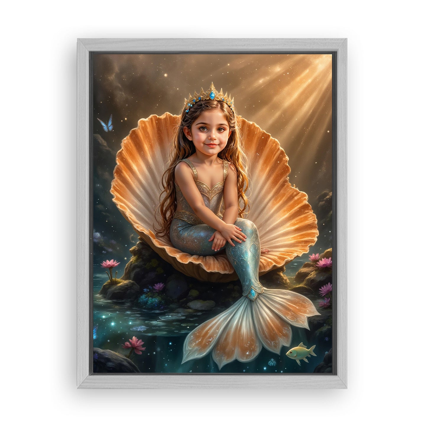 Save 33% When You Add A Frame To Your 12x16 'The Seashell Princess' Canvas Now