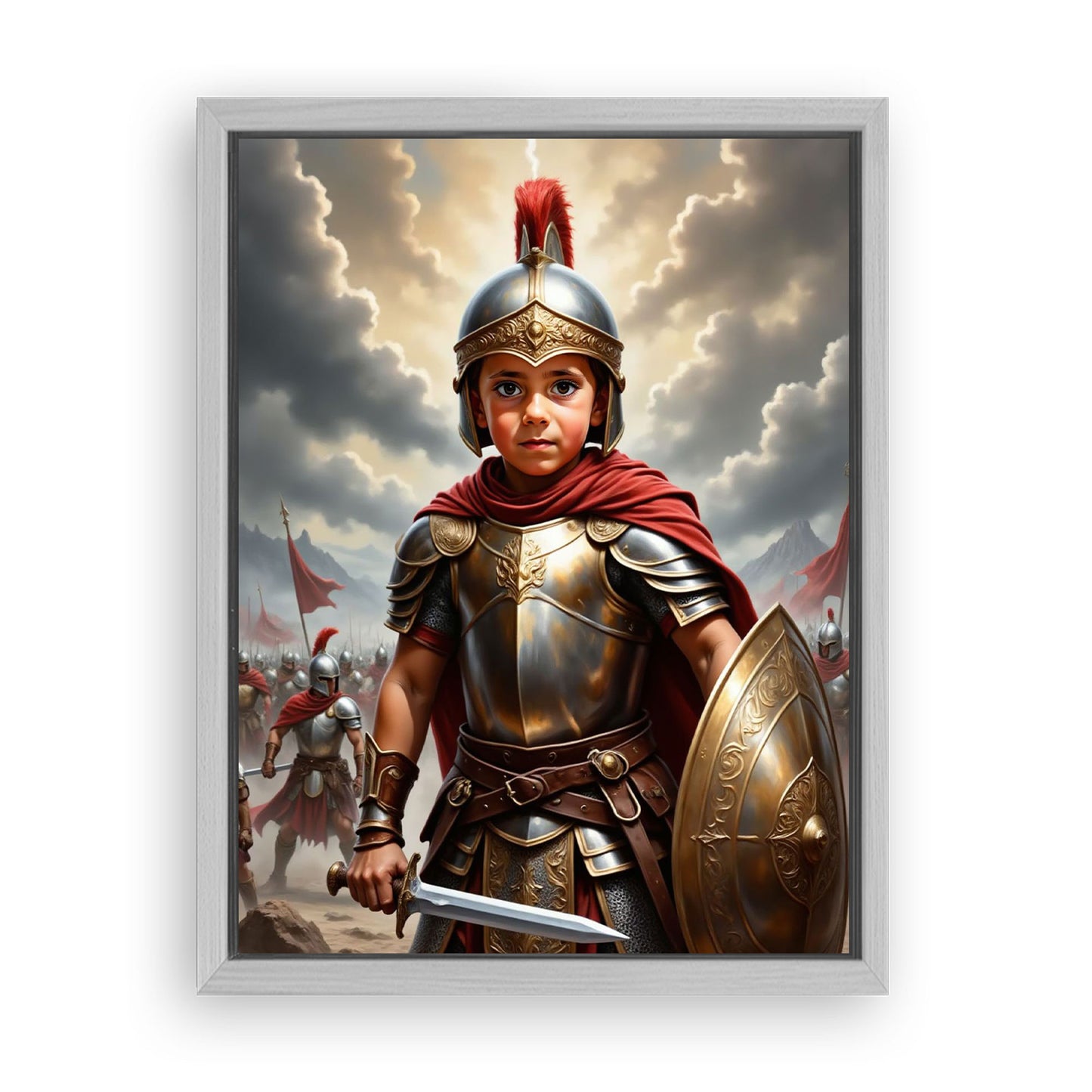 Save 33% When You Add A Frame To Your 12x16 'The Greek Spartan' Canvas Now