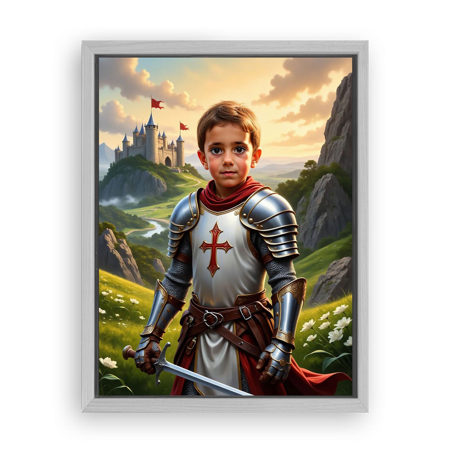 Save 33% When You Add A Frame To Your 12x16 'The Knight Crusader' Canvas Now