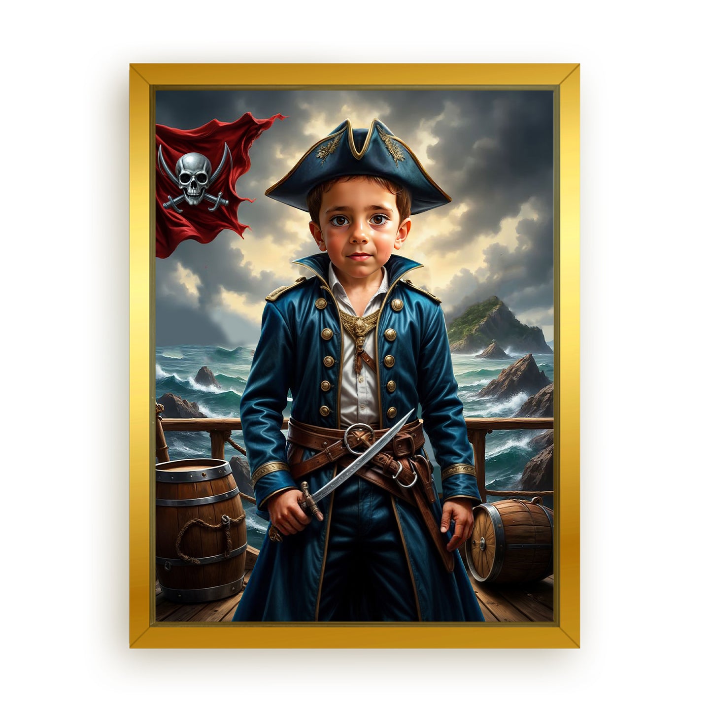 Make Your 12x16 Inches 'The Daring Pirate Captain' Canvas Even More Special, Add a Beautiful Premium Frame & Make It Truly Gift-Ready!