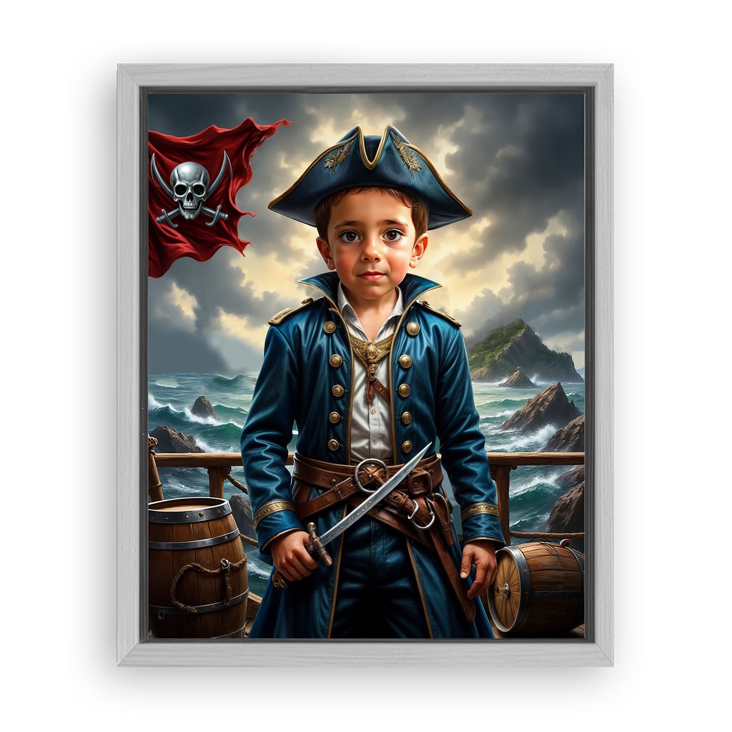 Make Your 10x08 Inches 'The Daring Pirate Captain' Canvas Even More Special, Add a Beautiful Premium Frame & Make It Truly Gift-Ready!