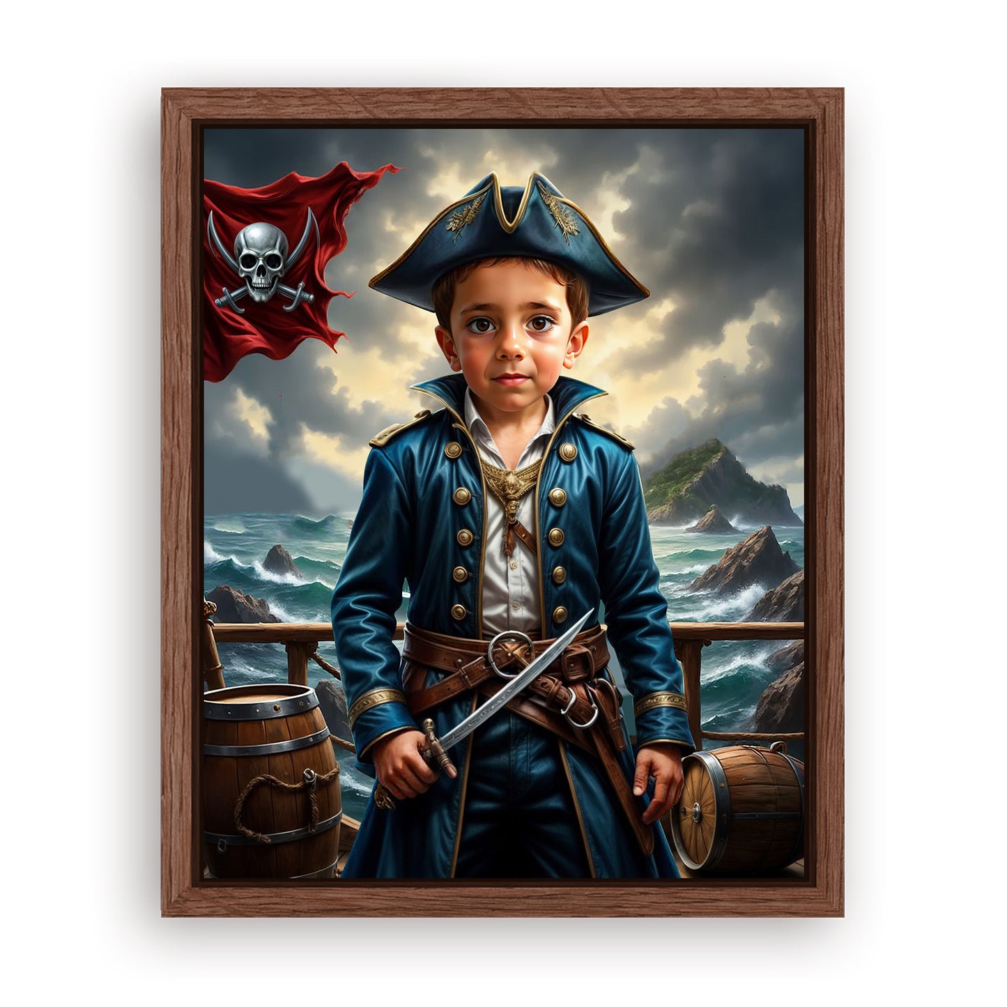 Make Your 16x20 Inches 'The Daring Pirate Captain' Canvas Even More Special, Add a Beautiful Premium Frame & Make It Truly Gift-Ready!