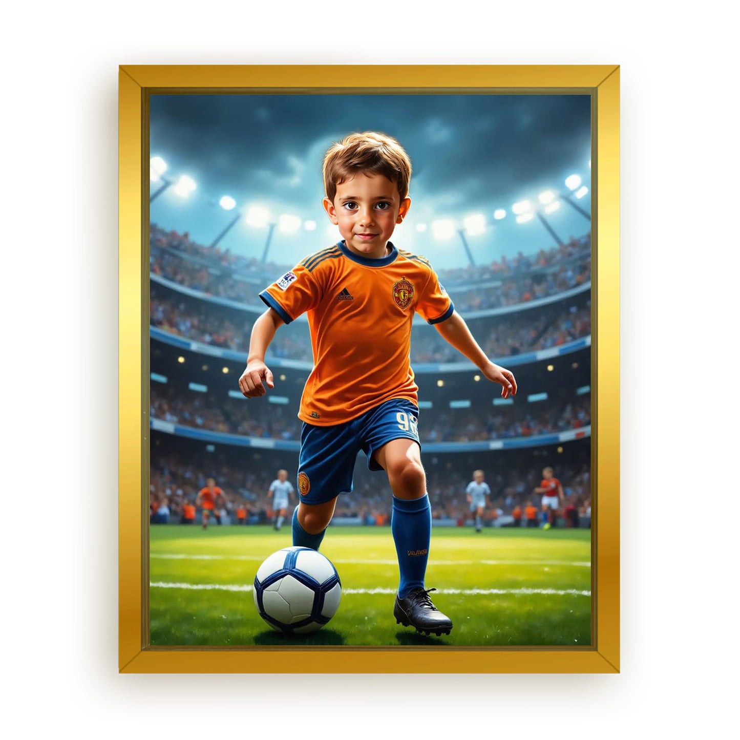 Save 33% When You Add A Frame To Your 10x08 'The Soccer Star' Canvas Now