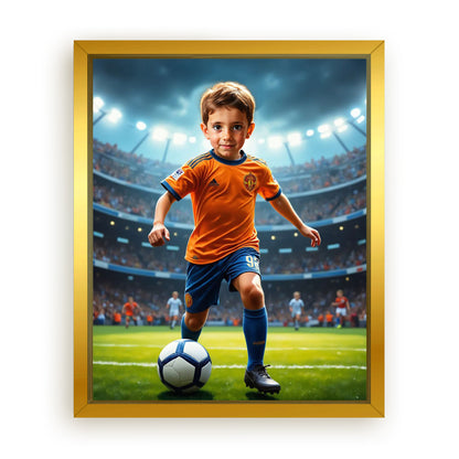 Save 33% When You Add A Frame To Your 16x20 'The Soccer Star' Canvas Now