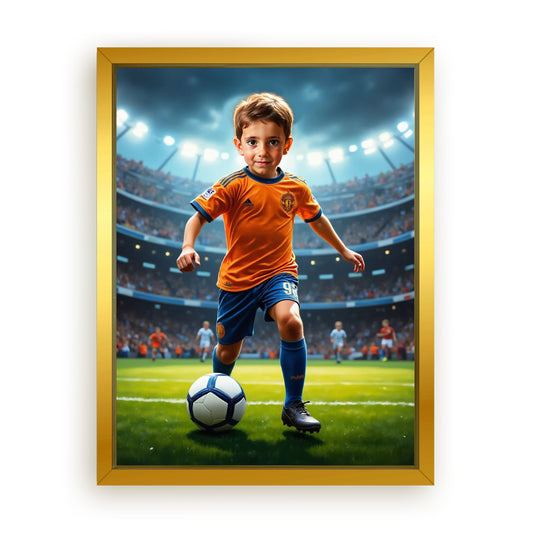 Save 33% When You Add A Frame To Your 12x16 'The Soccer Star' Canvas Now