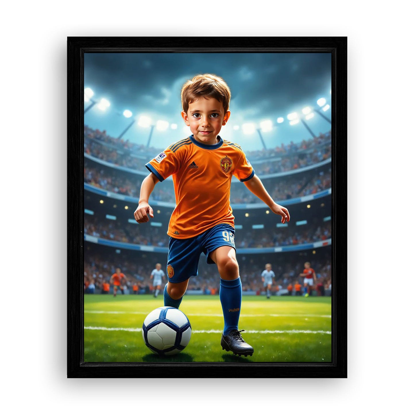 Save 33% When You Add A Frame To Your 10x08 'The Soccer Star' Canvas Now