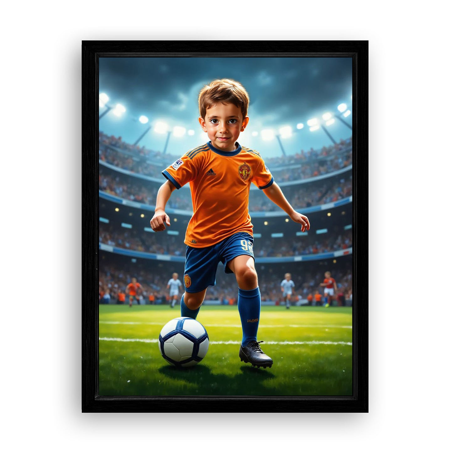Save 33% When You Add A Frame To Your 12x16 'The Soccer Star' Canvas Now