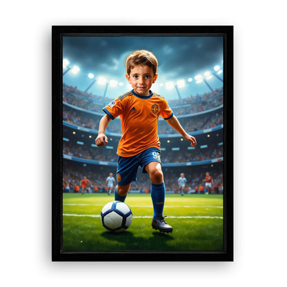 Save 33% When You Add A Frame To Your 12x16 'The Soccer Star' Canvas Now
