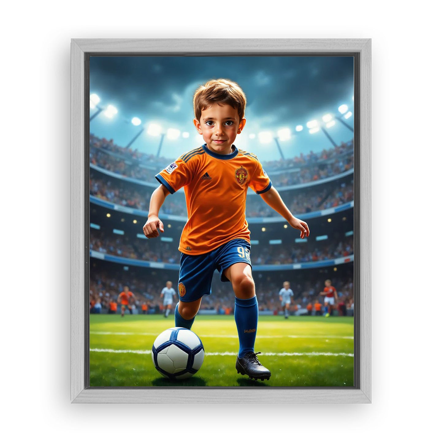Save 33% When You Add A Frame To Your 16x20 'The Soccer Star' Canvas Now