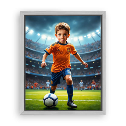 Save 33% When You Add A Frame To Your 16x20 'The Soccer Star' Canvas Now