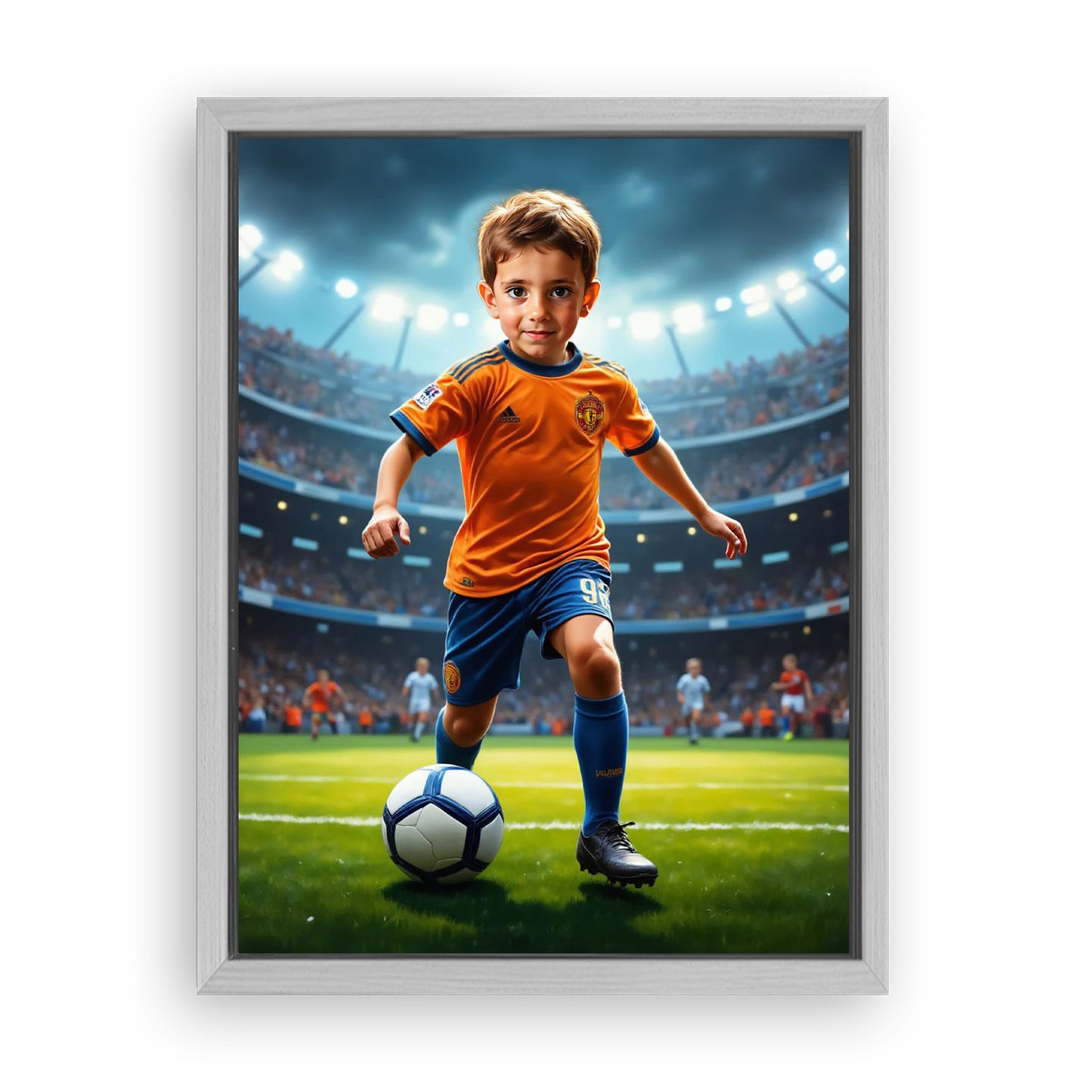 Save 33% When You Add A Frame To Your 12x16 'The Soccer Star' Canvas Now