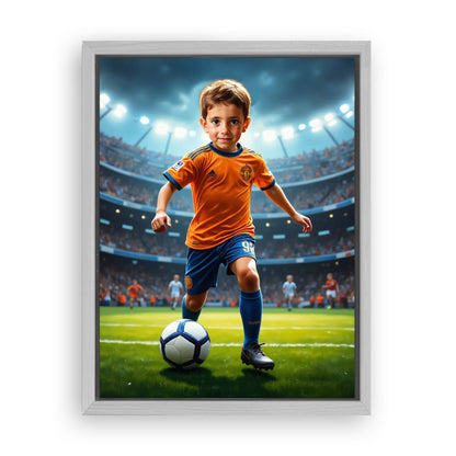 Save 33% When You Add A Frame To Your 18x24 'The Soccer Star' Canvas Now