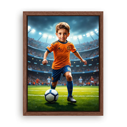 Save 33% When You Add A Frame To Your 12x16 'The Soccer Star' Canvas Now