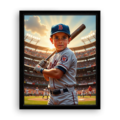 Save 33% When You Add A Frame To Your 16x20 'The Baseball Slugger' Canvas Now