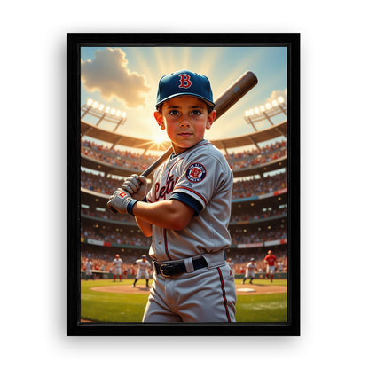 Save 33% When You Add A Frame To Your 12x16 'The Baseball Slugger' Canvas Now
