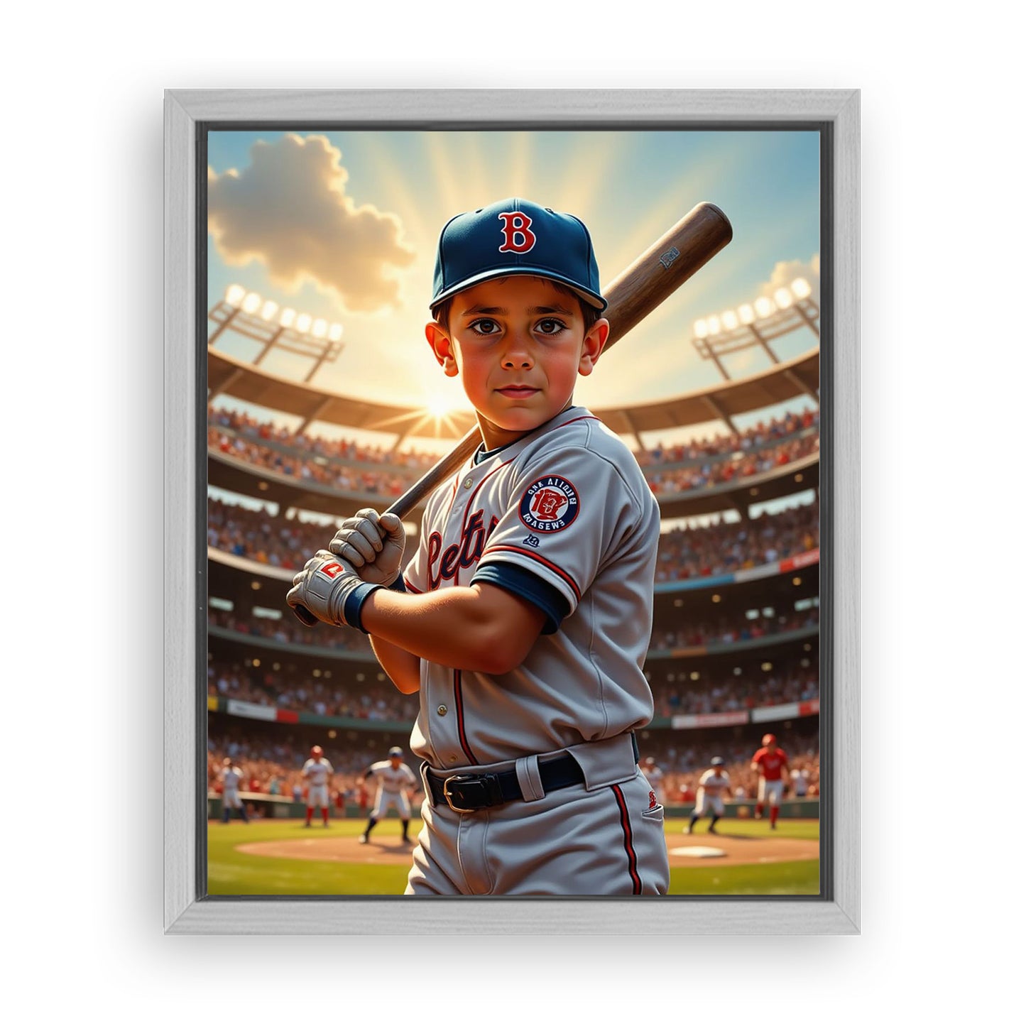 Save 33% When You Add A Frame To Your 10x08 'The Baseball Slugger' Canvas Now
