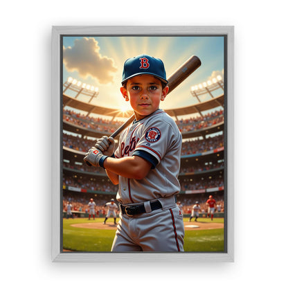 Save 33% When You Add A Frame To Your 12x16 'The Baseball Slugger' Canvas Now