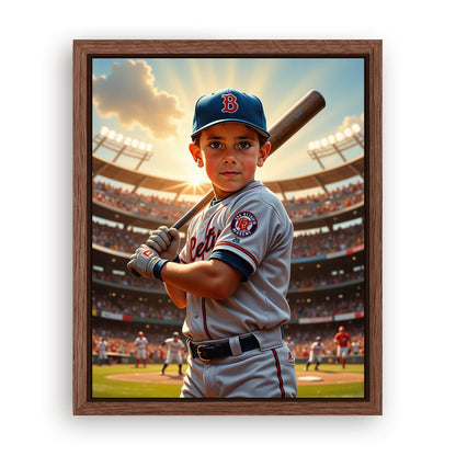 Save 33% When You Add A Frame To Your 16x20 'The Baseball Slugger' Canvas Now