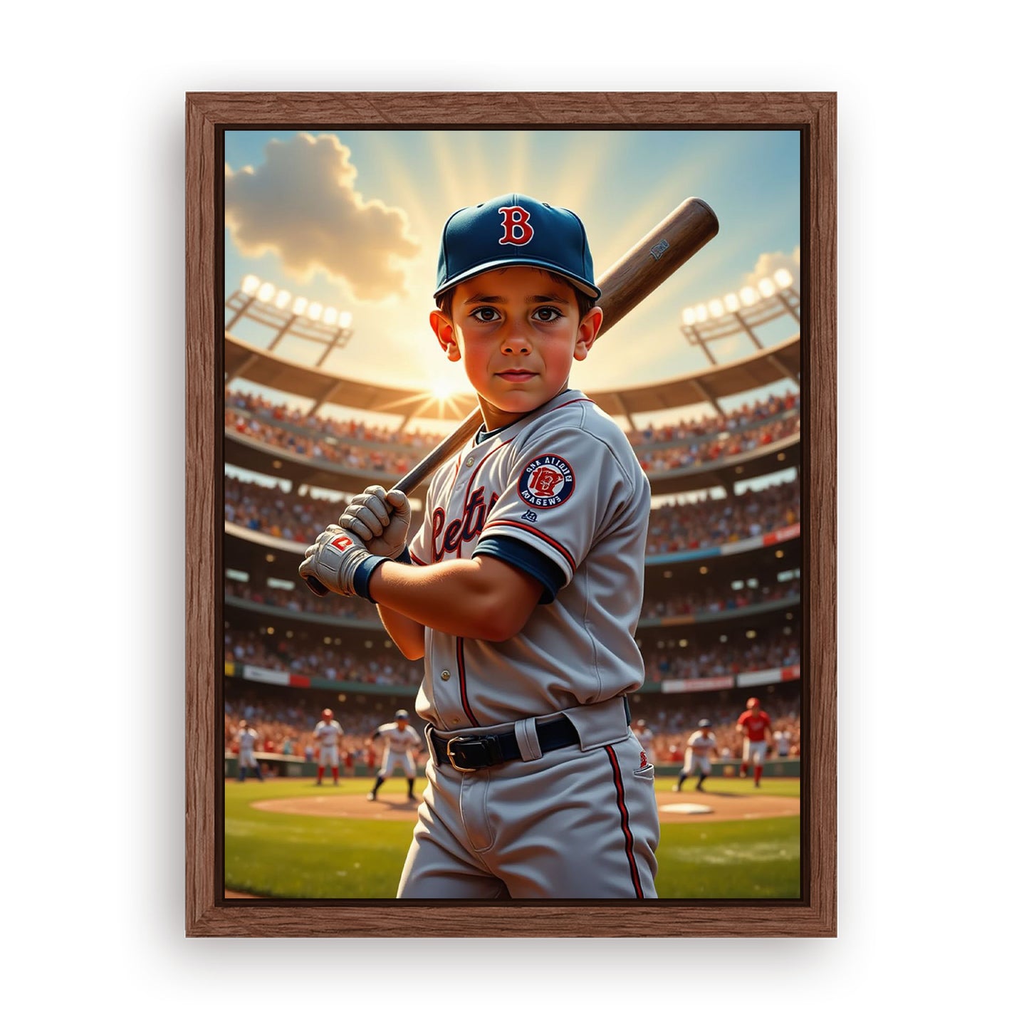 Save 33% When You Add A Frame To Your 12x16 'The Baseball Slugger' Canvas Now