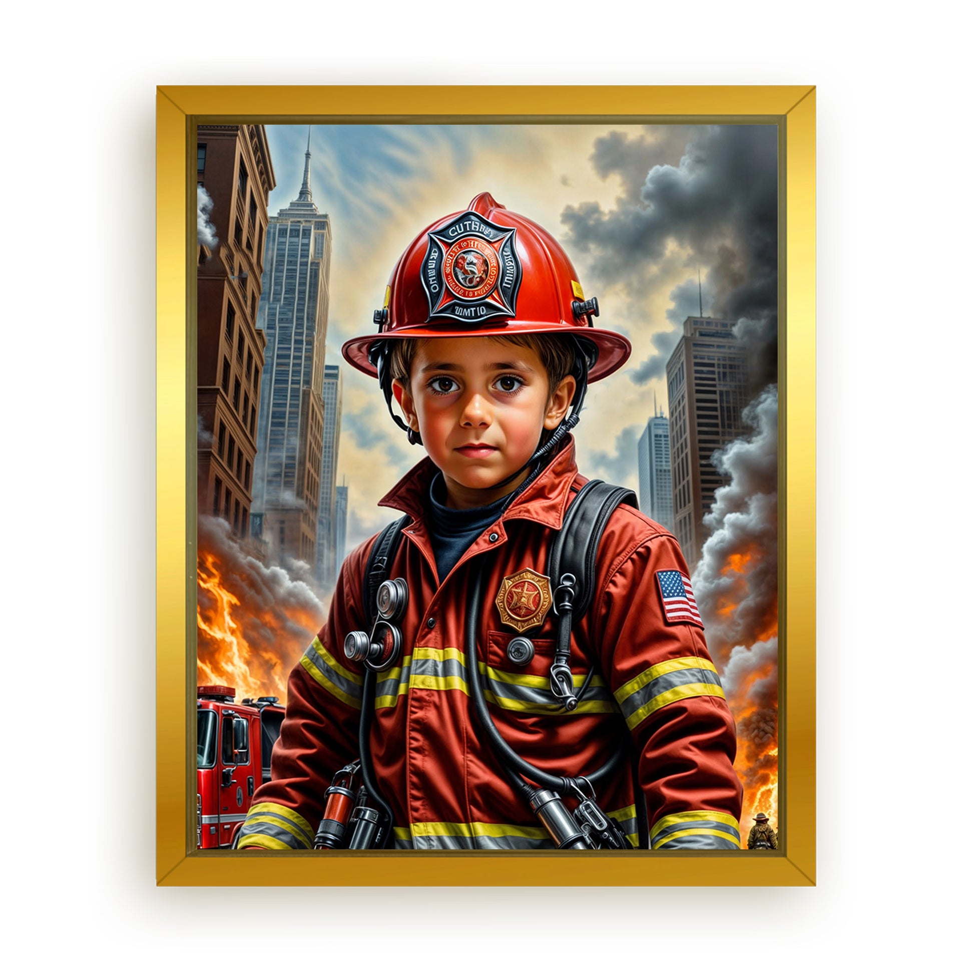 Make Your 16x20 Inches 'The Firefighter Hero' Canvas Even More Special, Add a Beautiful Premium Frame & Make It Truly Gift-Ready!