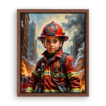 Make Your 16x20 Inches 'The Firefighter Hero' Canvas Even More Special, Add a Beautiful Premium Frame & Make It Truly Gift-Ready!