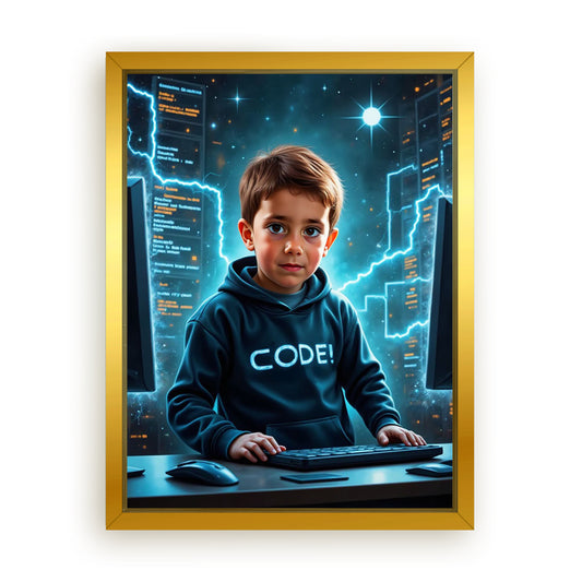 Make Your 12x16 Inches 'The Tech Genius' Canvas Even More Special, Add a Beautiful Premium Frame & Make It Truly Gift-Ready!