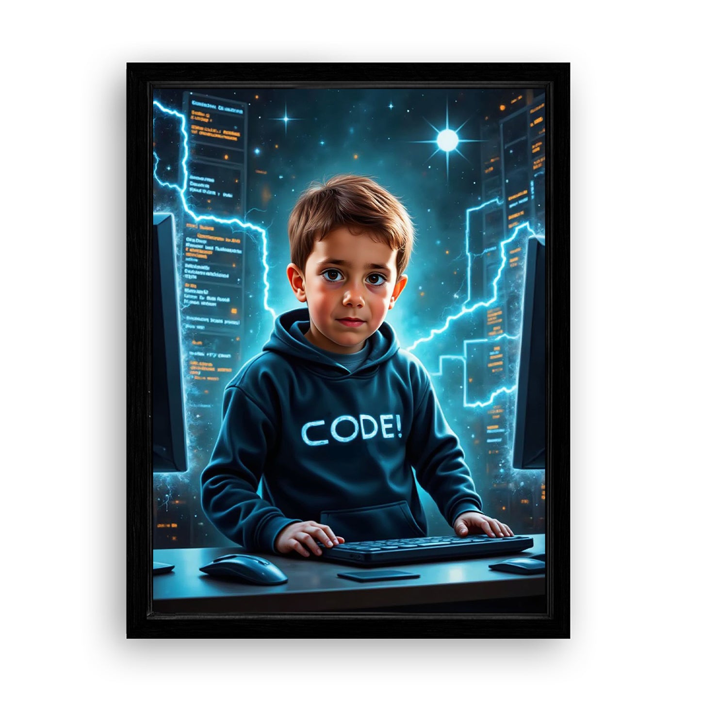 Make Your 18x24 Inches 'The Tech Genius' Canvas Even More Special, Add a Beautiful Premium Frame & Make It Truly Gift-Ready!