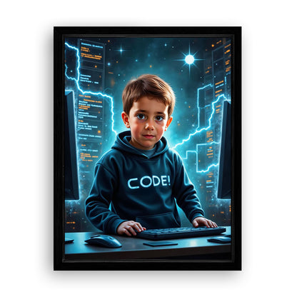 Make Your 18x24 Inches 'The Tech Genius' Canvas Even More Special, Add a Beautiful Premium Frame & Make It Truly Gift-Ready!
