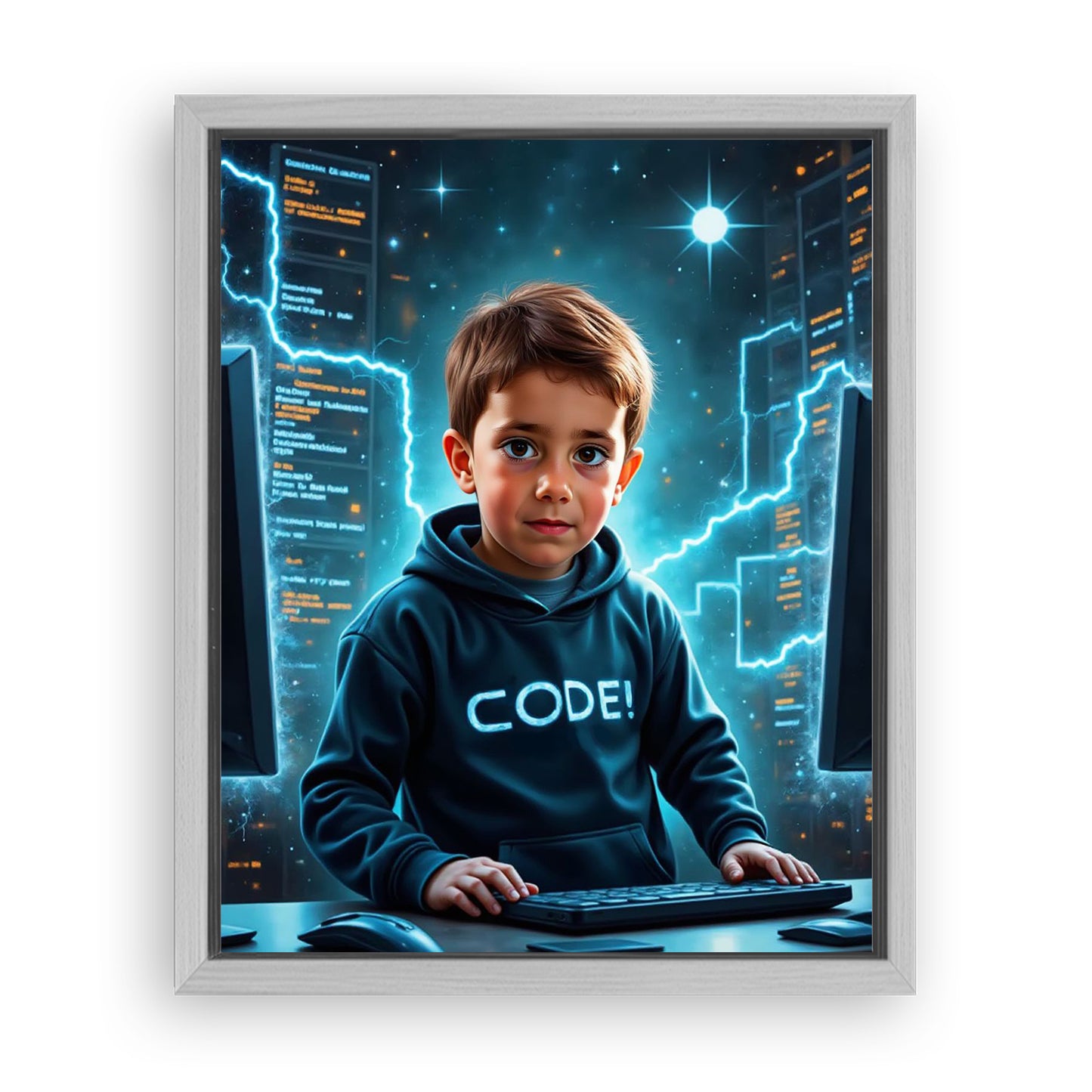 Make Your 16x20 Inches 'The Tech Genius' Canvas Even More Special, Add a Beautiful Premium Frame & Make It Truly Gift-Ready!