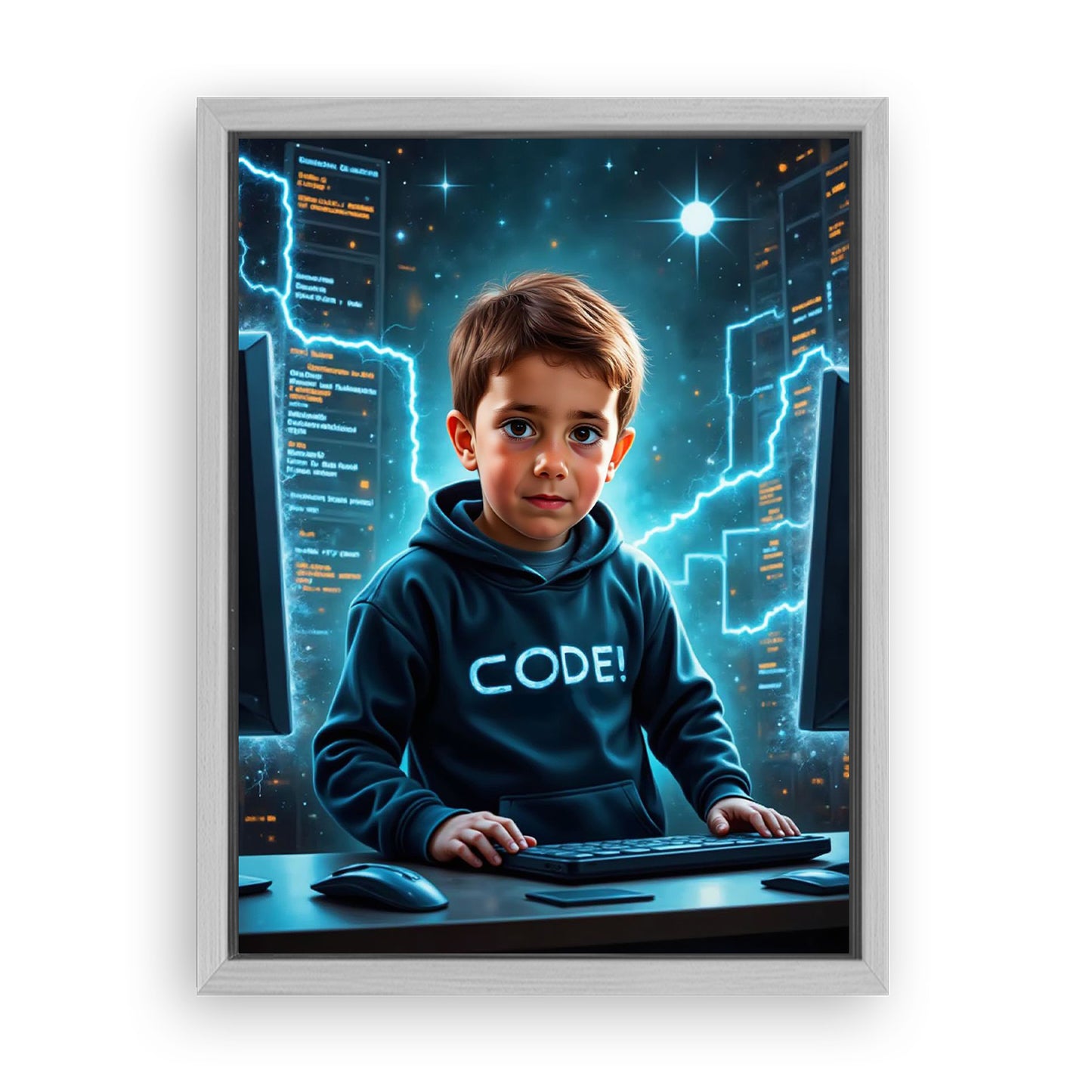 Make Your 12x16 Inches 'The Tech Genius' Canvas Even More Special, Add a Beautiful Premium Frame & Make It Truly Gift-Ready!