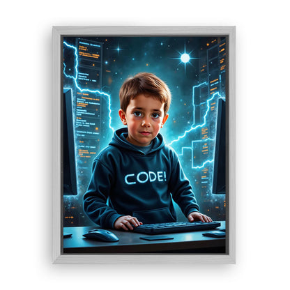 Make Your 18x24 Inches 'The Tech Genius' Canvas Even More Special, Add a Beautiful Premium Frame & Make It Truly Gift-Ready!