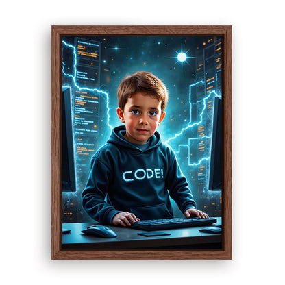 Make Your 18x24 Inches 'The Tech Genius' Canvas Even More Special, Add a Beautiful Premium Frame & Make It Truly Gift-Ready!
