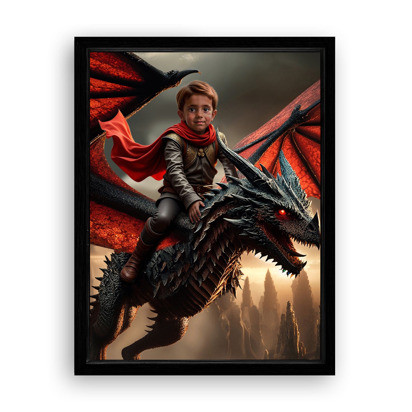 Save 33% When You Add A Frame To Your 12x16 'The Dragon Rider' Canvas Now