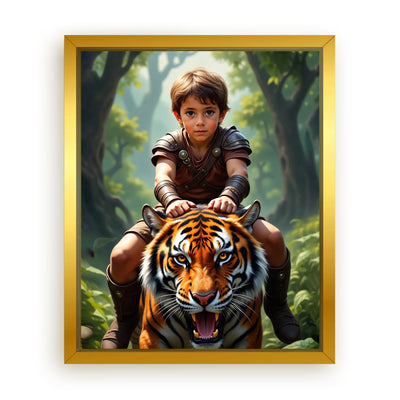 Make Your 16x20 Inches 'The Tiger Rider' Canvas Even More Special, Add a Beautiful Premium Frame & Make It Truly Gift-Ready!